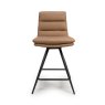 Nobo Swivel Low Bar Stool Faux Leather Tan 2