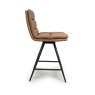 Nobo Swivel Low Bar Stool Faux Leather Tan 3