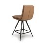 Nobo Swivel Low Bar Stool Faux Leather Tan 4