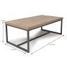 Boston Coffee Table Rustic Oak DIMENSIONS