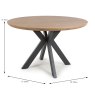 Boston 4 Person Round Dining Table Rustic Oak 120cm DIMENSIONS