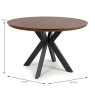 Boston 4 Person Round Dining Table Smoked Oak 120cm DIMESNIONS
