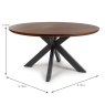 Boston 6 Person Round Dining Table Smoked Oak 150cm DIMENSIONS