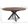 Boston 4-6 Person Extending Round Dining Table Smoked 120-160cm DIMENSIONS