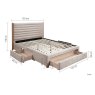 Arabella Fabric Double Bedstead with Storage Grey Dimensions