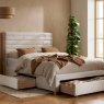 Arabella Fabric King Bedstead with Storage Cream Both drawers open