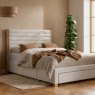 Arabella Fabric King Bedstead with Storage Cream Lifestyle 1