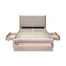 Arabella Double Bedstead Fabric with Storage Cream front view drawers open