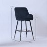 Clifden High Bar Stool Fabric Black Dimensions