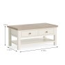 York Coffee Table With Shelf Coconut White - Wooden Knobs Dimensions