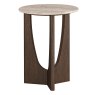 Cali Round Side/Lamp Table With Travertine Top