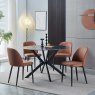 Gallie 6 Person Round Dining Table Grey Marble Effect