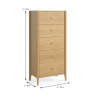 Nice 5 Drawer Tallboy Natural Oak Dimensions