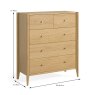 Nice 3 + 2 Drawer Chest of Drawers Natural Oak Dimensions