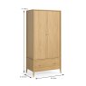 Nice 2 Door + 1 Drawer Wardrobe Natural Oak Dimensions