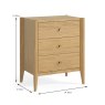 Nice 3 Drawer Bedside Locker Natural Oak Dimensions