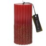 Wax Pillar Candle Christmas Red With Glitter 15cm