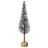 0.5ft/14cm Mini Bristle Tree Green & White With Timber Base