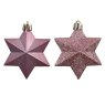 Shatterproof Star Baubles Vintage Pink In Box 12.3cm (Set Of 12)