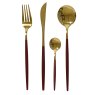 Cutlery Set Oxblood & Gold (Set Of 16) 1