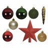 Shatterproof Baubles Multi-Coloured With Red Christmas Tree Star In Box 8cm (Set of 33) 2