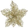 Poinsettia On Clip With Glitter Gold 10cm