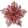 Poinsettia On Clip With Glitter Red 10cm