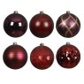 Shatterproof Mixed Design Baubles Red In Tube 15cm (Set of 6)