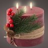LED Pillar Candle With Twig Decoration Christmas Red 15cm 3