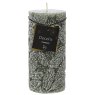 Wax Pillar Candle With Embossed Leaf Design Rosemary Green 15cm