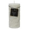 Wax Pillar Candle With Embossed Leaf Design Winter White 15cm