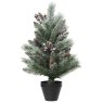 2ft/60cm Windham Mini Christmas Tree Frosted With Pinecones 
