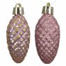 Shatterproof Pinecone Baubles Vintage Pink With Glitter In Box 14cm (Set Of 12)