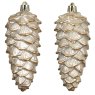Shatterproof Pinecone Baubles Pearl 11.5cm (Set Of 12) 2