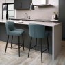 Kingston Low Bar Stool Fabric Blue Lifestyle
