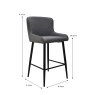 Kingston Low Bar Stool Fabric Grey Dimensions