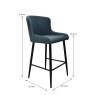 Kingston Low Bar Stool Fabric Blue Dimesnions
