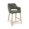 Phil Low Bar Stool Fabric With Wooden Legs Sage