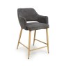 Phil Low Bar Stool Fabric With Wooden Legs Grey