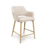 Phil Low Bar Stool Fabric With Wooden Legs Natural
