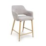 Phil Low Bar Stool Fabric With Wooden Legs Pewter