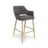 Phil High Bar Stool Fabric With Wooden Legs Grey 1