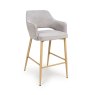 Phil High Bar Stool Fabric With Wooden Legs Pewter 1