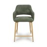 Phil Low Bar Stool Fabric With Wooden Legs Sage 2