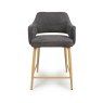 Phil Low Bar Stool Fabric With Wooden Legs Grey 2