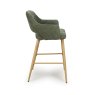 Phil High Bar Stool Fabric With Wooden Legs Sage 2