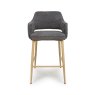 Phil High Bar Stool Fabric With Wooden Legs Grey 2
