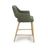 Phil Low Bar Stool Fabric With Wooden Legs Sage 3
