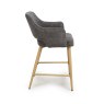Phil Low Bar Stool Fabric With Wooden Legs Grey 3