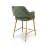 Phil Low Bar Stool Fabric With Wooden Legs Sage 4